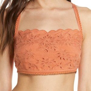 Free People Cassandra Scalloped Embroidered Crop Bronze Crop NEW SEALED